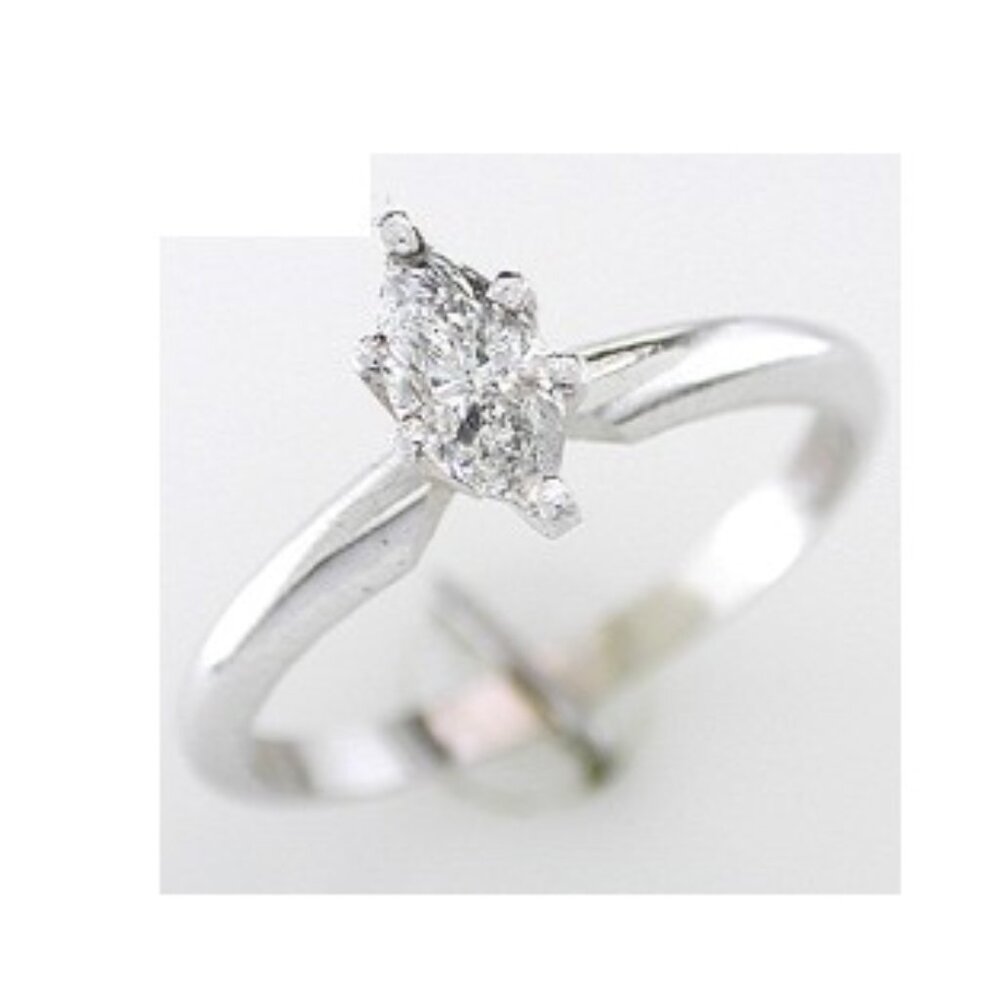 14Kt White Gold 1/2-Carat Marquise Diamond Solitaire Ring w/Appraisal